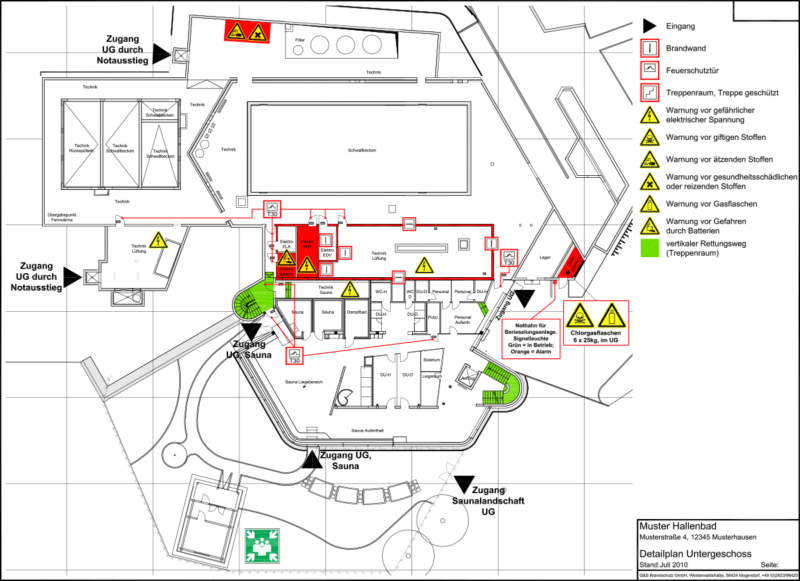 Brandschutz-Sicherheitsgrafik: Beispiel für Feuerwehreinsatzplan ...