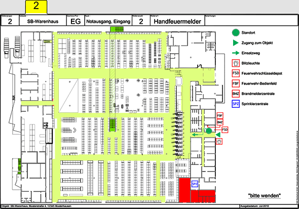 Beispiel für eine Feuerwehrlaufkarte (Vorderseite)