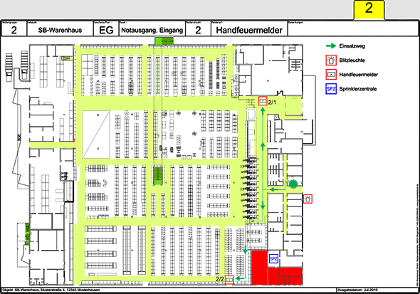 Beispiel für eine Feuerwehrlaufkarte (Rückseite)